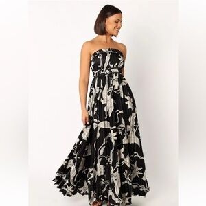 Petal & Pup Angelique Floral Strapless Pleated Maxi Dress, NWT